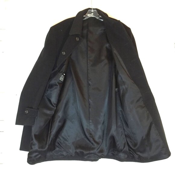 Jos A. Bank Mens 42R Black Coat Mid Length Wool & Cashmere Blend - Picture 2 of 11
